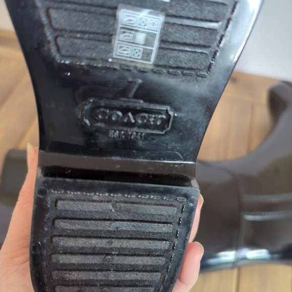 Coach Women’s Tall Shiny Black Rain Boots SZ 7 - Picture 14 of 15